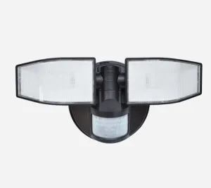 180-Degree Bronze Twin Head Motion-Activated LED Outdoor Flood Light with