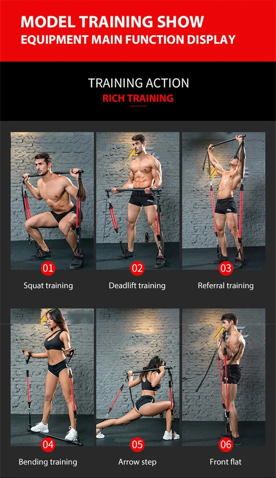 Allrj Pro Tension Bar With Resistance Bands