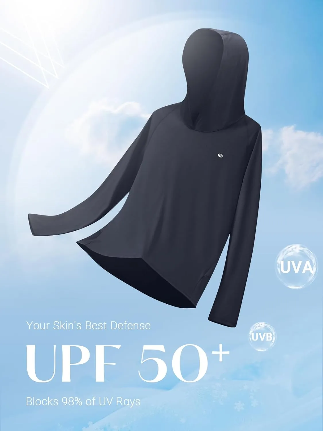 ALLZERO Women's Sun Protection Hoodie UPF 50  Long Sleeve with Back Breathable Mesh for Outdoor Fishing Hiking