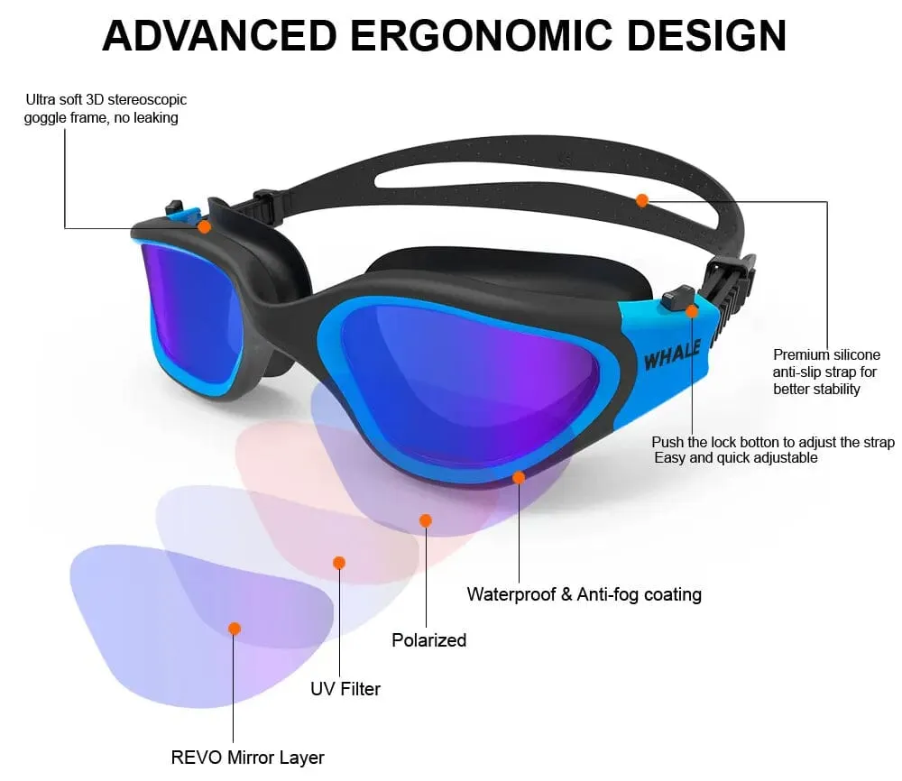 Anti Fog Swimming Goggles with Crystal Clear Vision