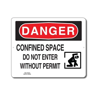 CONFINED SPACE DO NOT ENTER WITHOUT PERMIT - DANGER SIGN