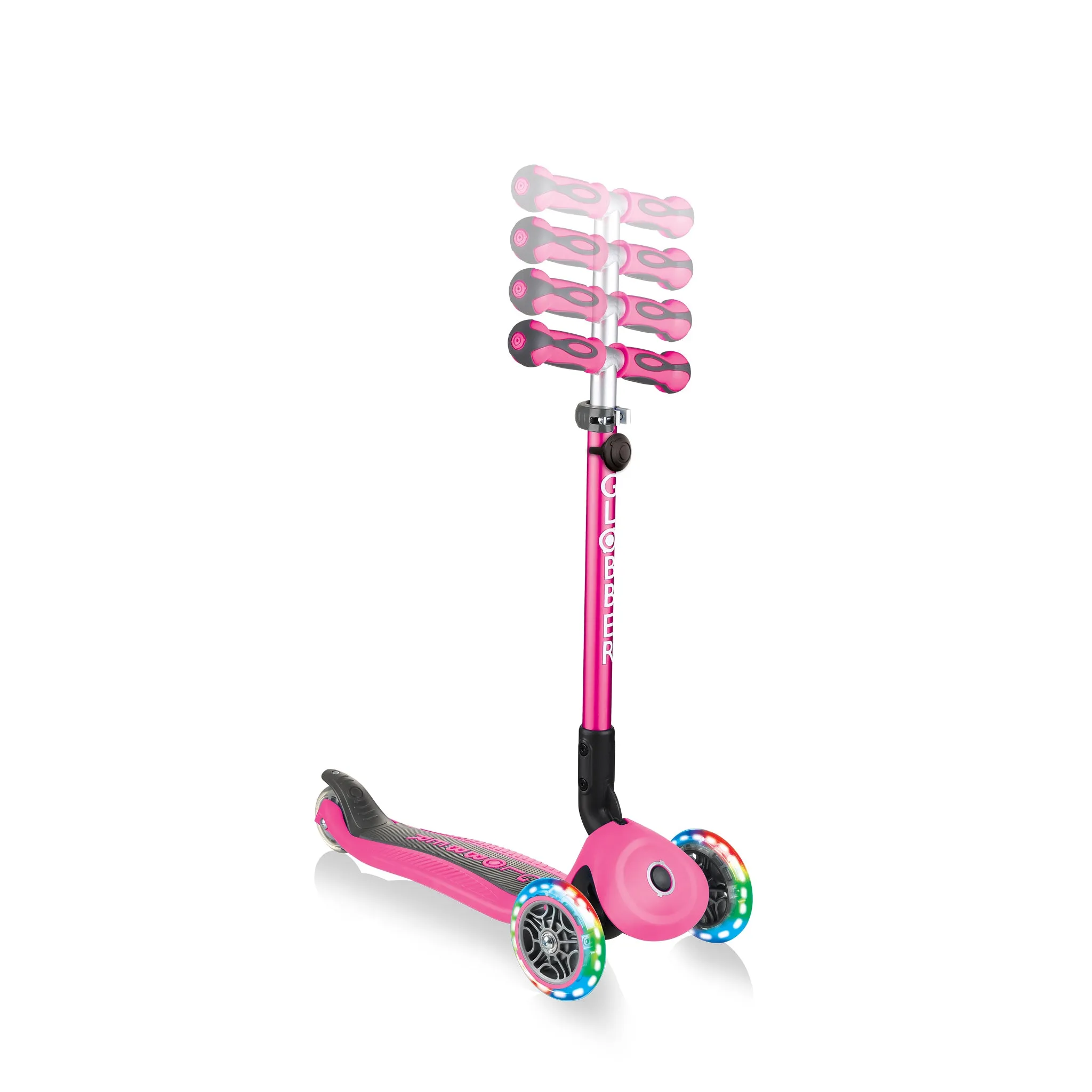 Globber Go Up Deluxe Lights Scooter - Deep Pink (15m - 9y)