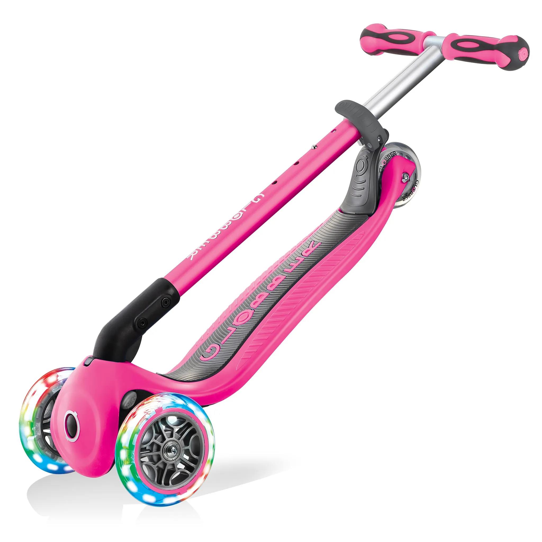 Globber Go Up Deluxe Lights Scooter - Deep Pink (15m - 9y)