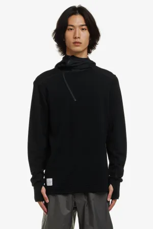 HOODED MERINO GRID FLEECE