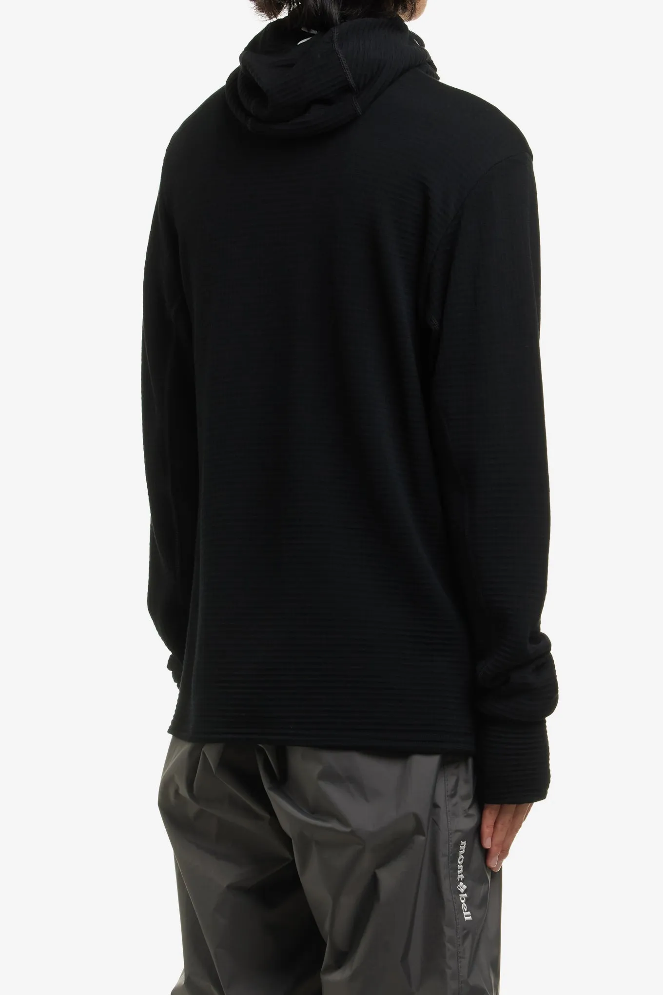 HOODED MERINO GRID FLEECE
