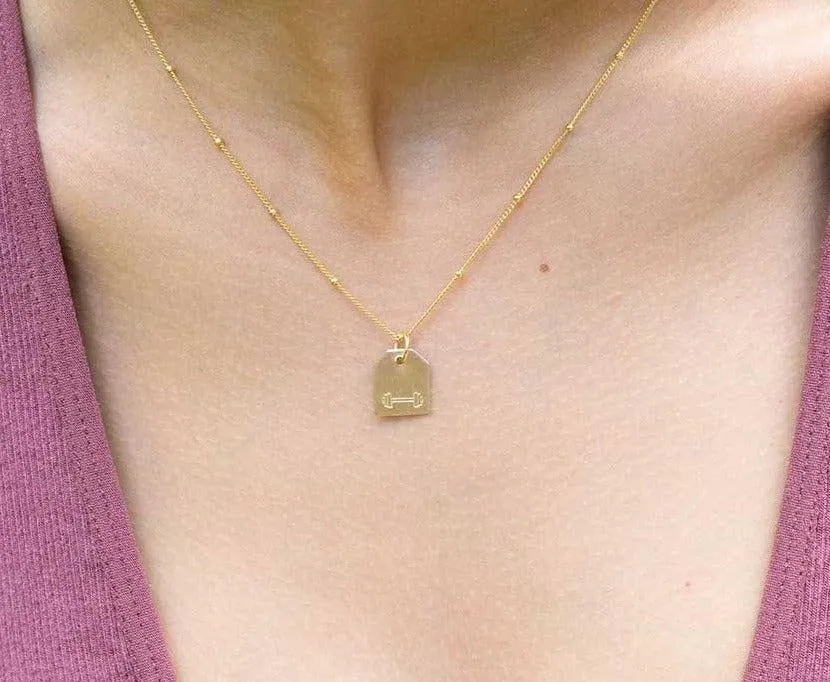 Live Love Lift Mini Free Weight Charm Necklace (Reversible) - Gold