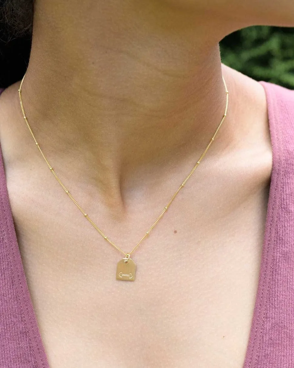Live Love Lift Mini Free Weight Charm Necklace (Reversible) - Gold