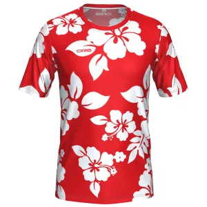 Men's Hawaiian Aloha Floral Short Sleeve Running Shirt