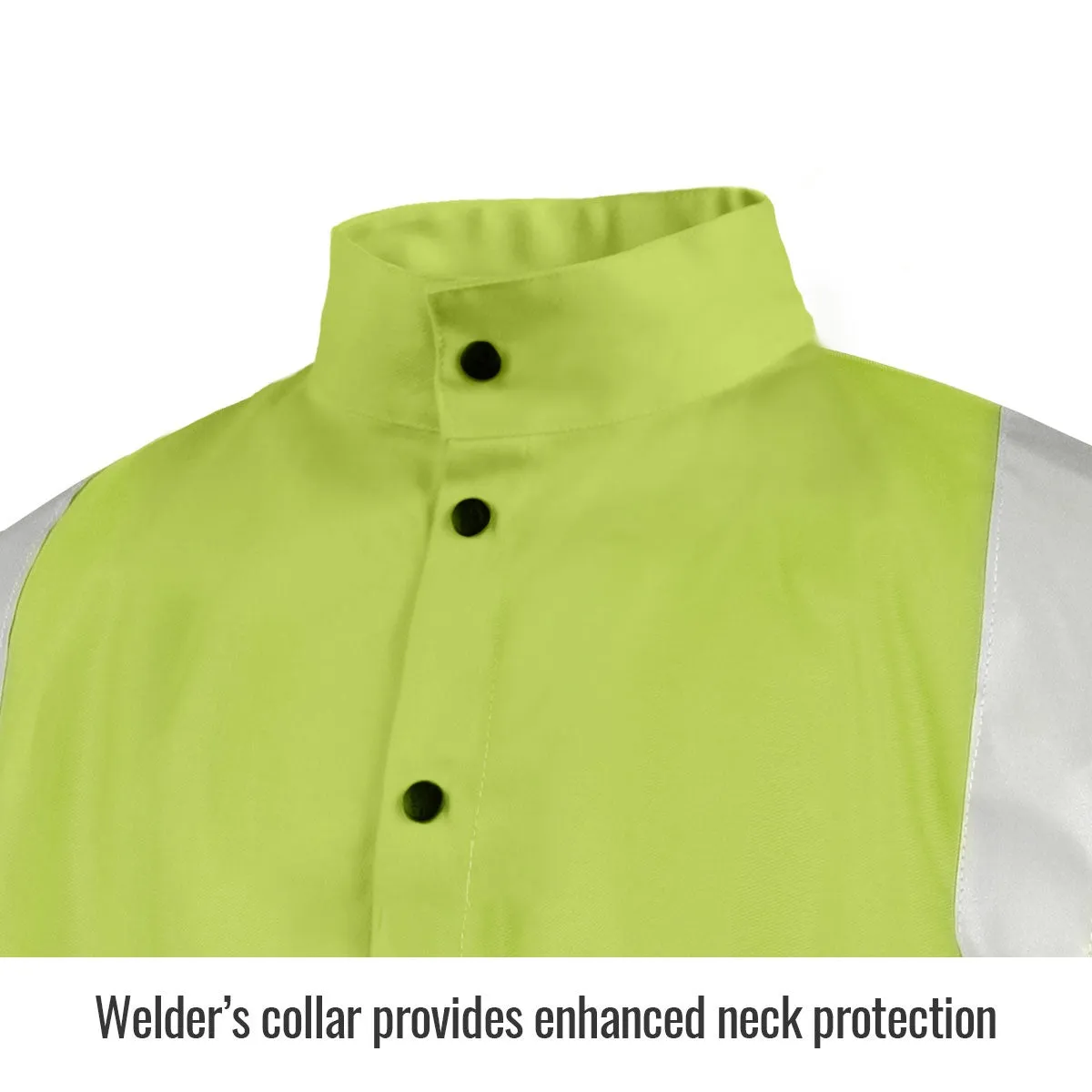 Revco Black Stallion 9oz Lime Safety Welding Jacket w/FR Reflective Tape (JF1012-LM)