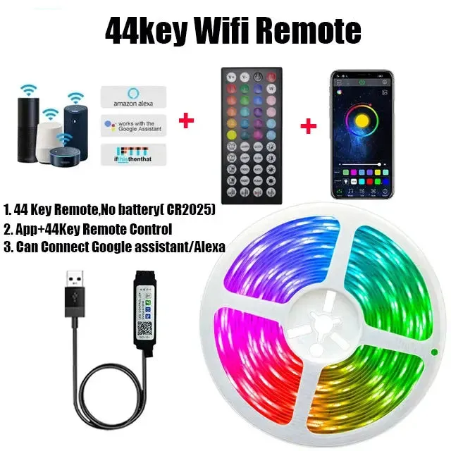 RGB 5050 LED Strip Lights with Bluetooth - WiFi Remote Control
