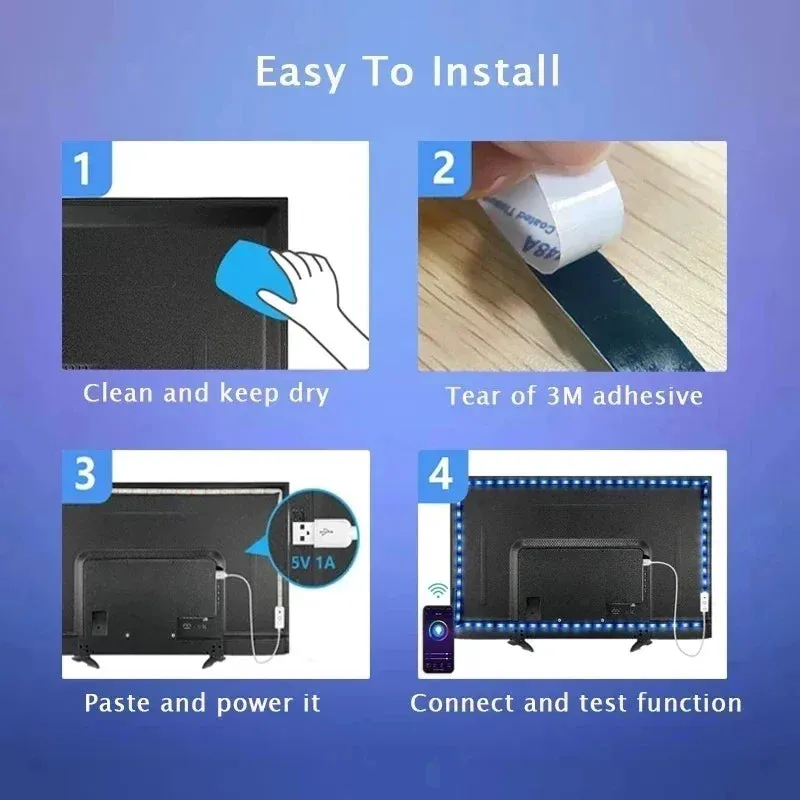 RGB 5050 LED Strip Lights with Bluetooth - WiFi Remote Control