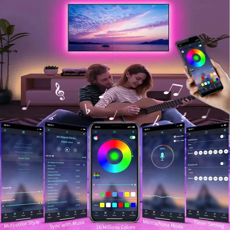 RGB 5050 LED Strip Lights with Bluetooth - WiFi Remote Control