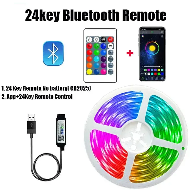 RGB 5050 LED Strip Lights with Bluetooth - WiFi Remote Control