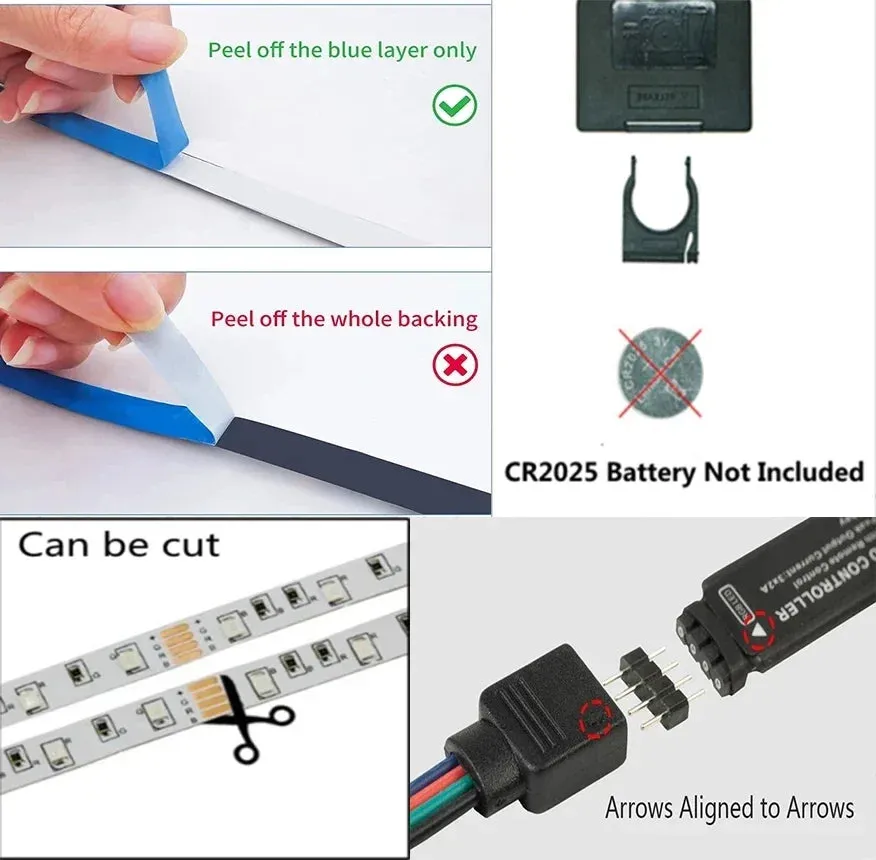 RGB 5050 LED Strip Lights with Bluetooth - WiFi Remote Control