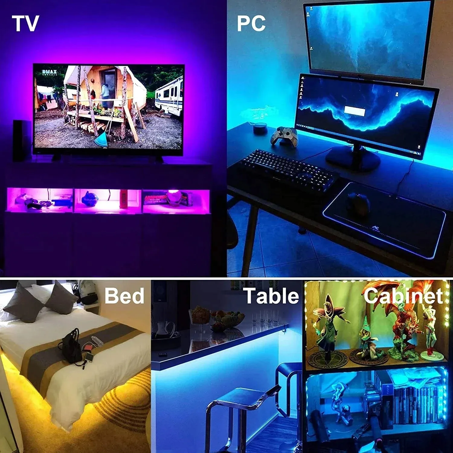 RGB 5050 LED Strip Lights with Bluetooth - WiFi Remote Control