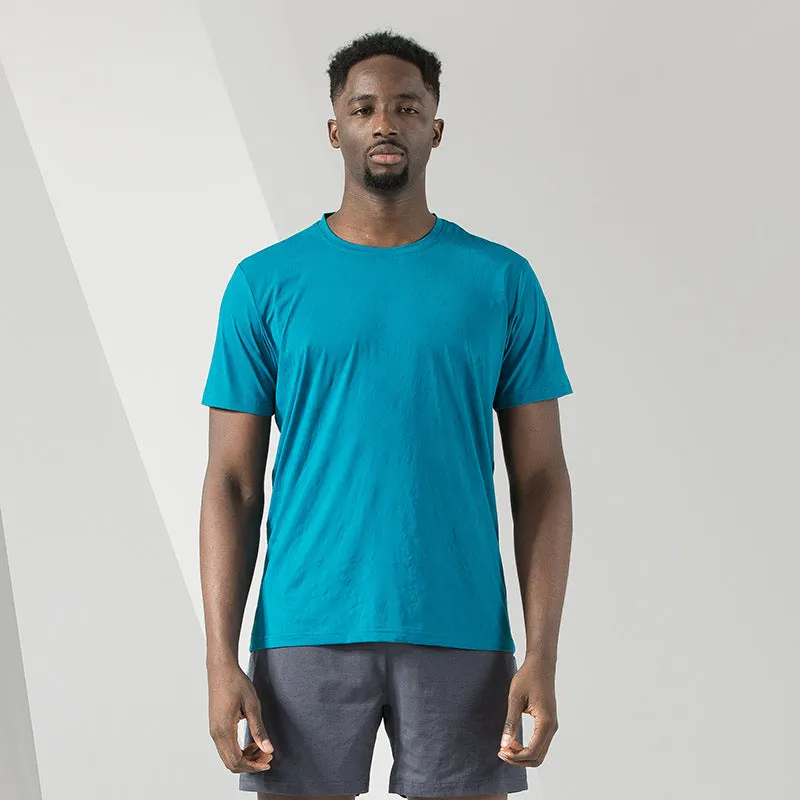 Sweat Wicking Shirt Men Fashion Brands T-shirt Crew Neck Fashion Men's Clothing