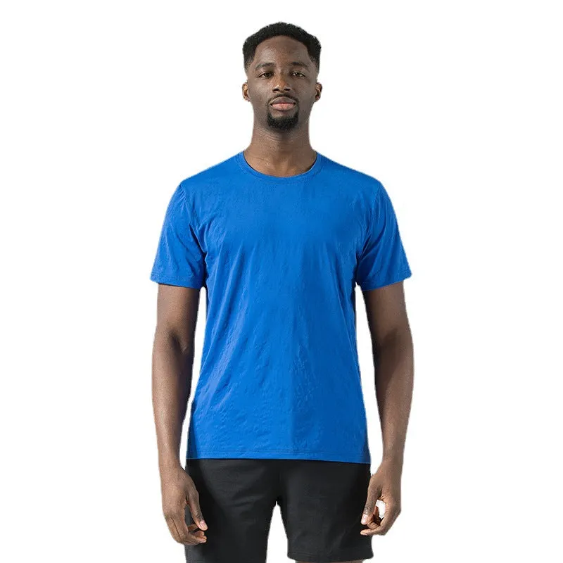 Sweat Wicking Shirt Men Fashion Brands T-shirt Crew Neck Fashion Men's Clothing