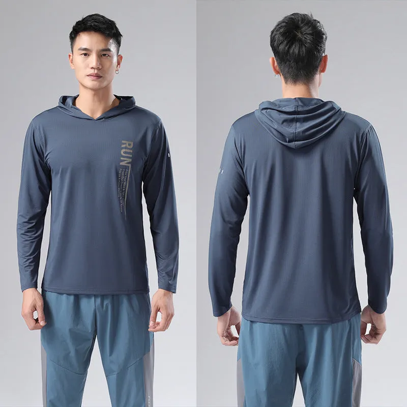 Sweat Wicking Shirt Men's Sweater Hooded Long-Sleeved T-shirt