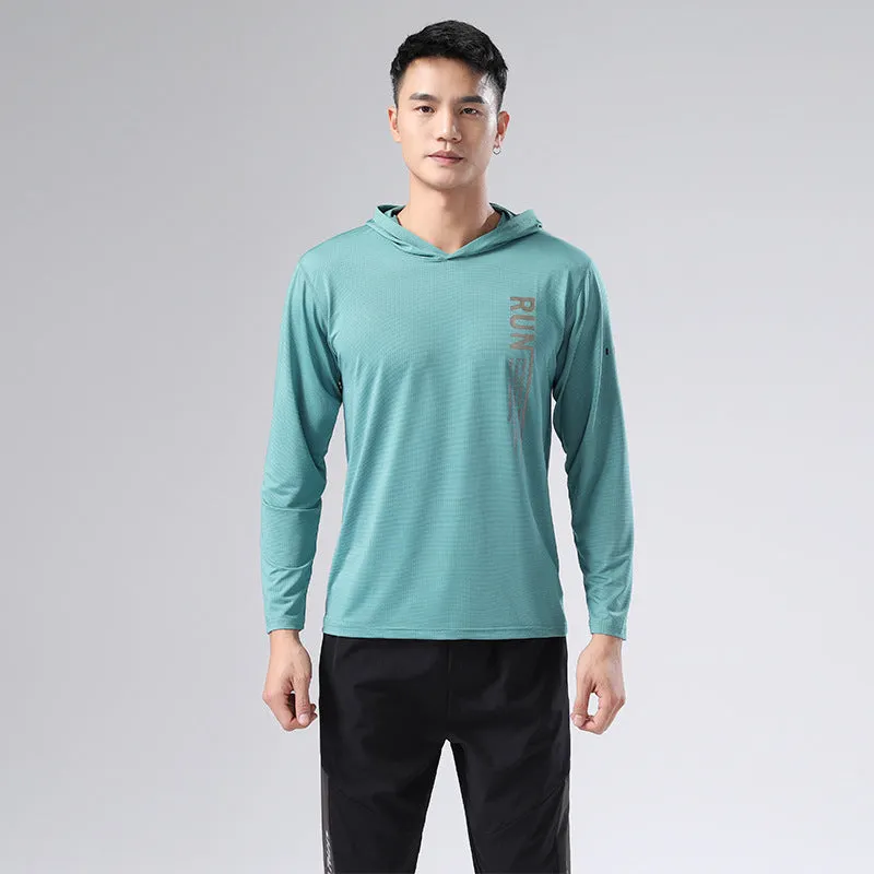 Sweat Wicking Shirt Men's Sweater Hooded Long-Sleeved T-shirt