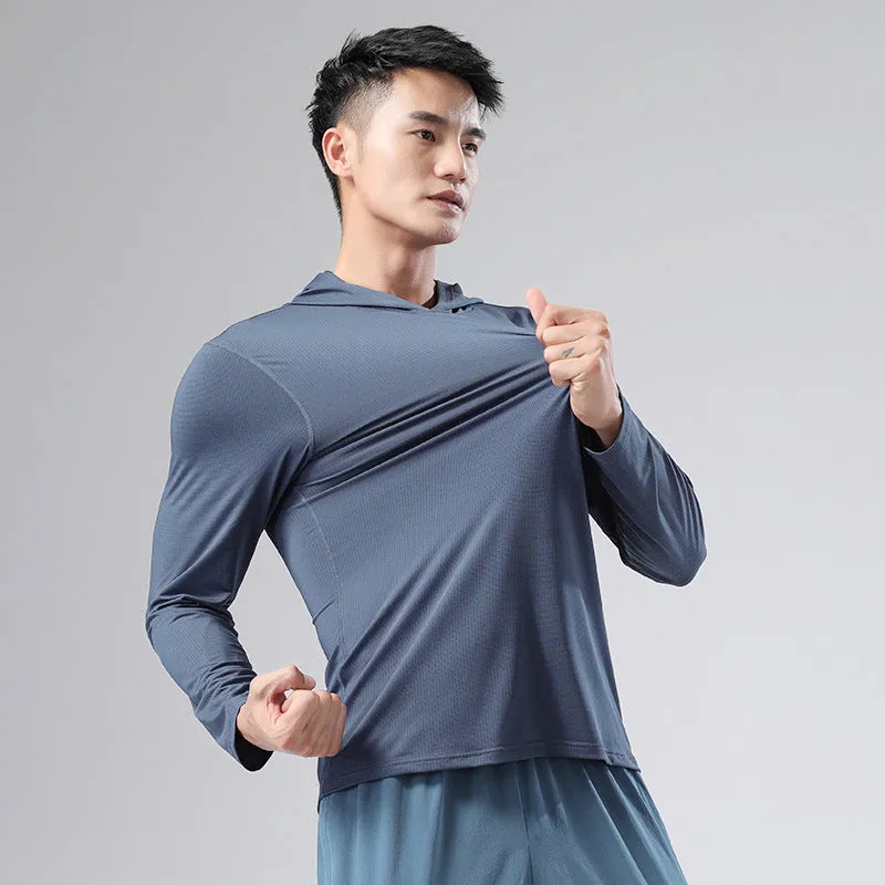 Sweat Wicking Shirt Men's Sweater Hooded Long-Sleeved T-shirt
