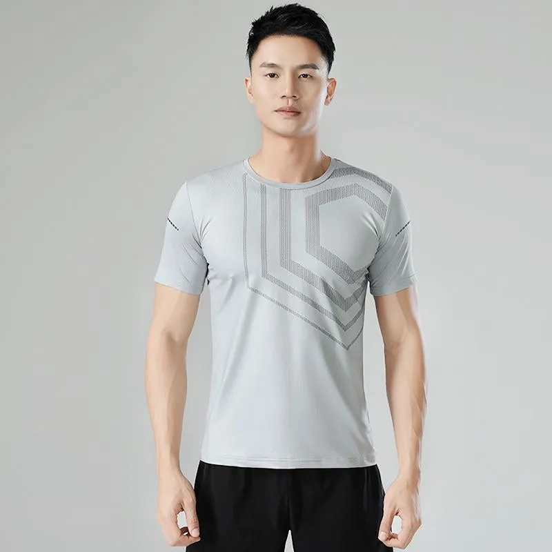 Sweat Wicking Shirt Sports T-shirt Men's Short Sleeve round Neck Boys Casual Summer